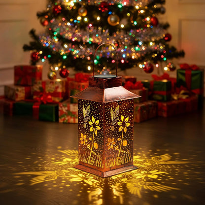 Homemory Hummingbird Solar Lanterns Waterproof, Metal Hanging Hollowed-Out Metal Decor Lantern, LED Outdoor Decoration for Outside LED Lanternse for Yard, Backyard, Porch, Lawn