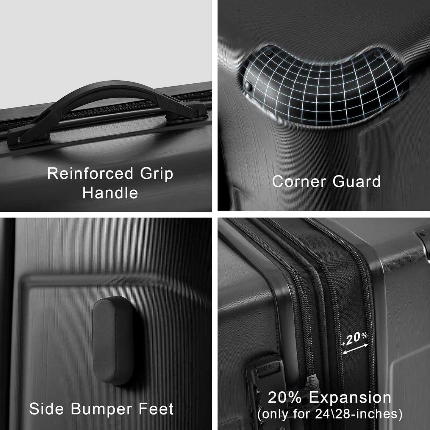 Merax Luggage Set 3 Piece Hardshell Suitcases with Spinner Wheels, TSA Lock, Lightweight Travel Luggage 20" Carry On 24" 28" Checked for Family Trips