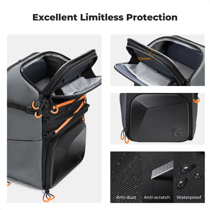 K&F Concept Camera Backpack Shoulder Bag for Photographers, Hardshell Case Camera Bag, Multifunction Photography Backpack with 15.6" Laptop Compartment