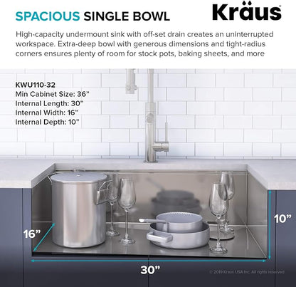 KRAUS Kore Workstation 32-inch Undermount 16 Gauge Stainless Kitchen Sink - Image 3