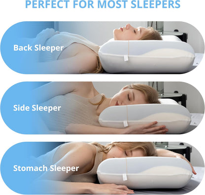 EGOHOME Cooling Memory Foam Pillow for Neck and Shoulder Pain,Two Firmness with Washable & Reversible Cover, Standard Size,1 Pack 4",CertiPUR-US