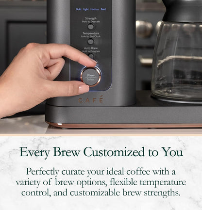 Café Specialty Drip Coffee Maker, 10-Cup Glass Carafe, WiFi Connected Smart Voice-to-Brew, Includes Reusable Filter Basket & Grounds Scooper, Barista-Quality Brew, SCA Certified, Matte Black