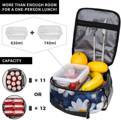 Daisy Insulated Lunch Box for Women Men Daisy Lunch Bag for Travel,or Fishing Polyester Daisy Lunch Box