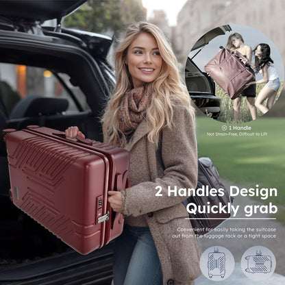 ALPHA CAMP 20-inch Carry On Luggage Airline Approved - PC+ABS Lightweight Suitcase with Built-in TSA Lock，Hard-shell Durable Rolling Luggage with USB Port