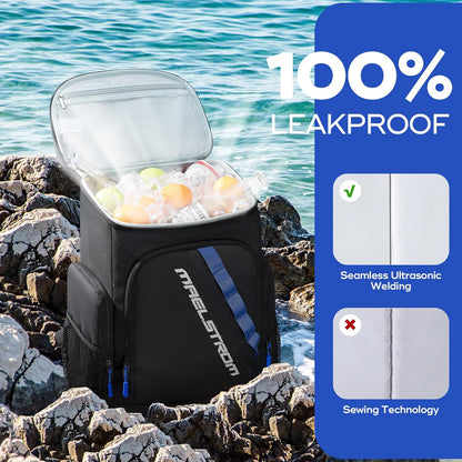 Maelstrom Backpack Cooler,36 Can Cooler Backpack,Soft Cooler Bag Insulated Leakproof,Lightweight Ice Chest Backpack,Travel Cooler Lunch Backpack for Camping,Hiking,Beach,Black