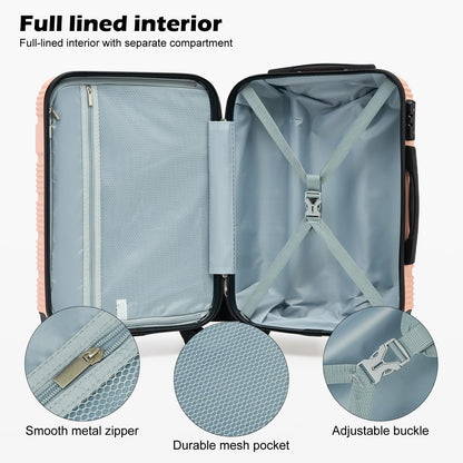 LONG VACATION 6 Piece ABS+PC Hardshell Luggage Set with Spinner Wheels, Lightweight suitcase set with TSA Lock & YKK Zipper