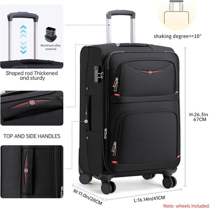 Softside Expandable Luggage with 4 Spinner Wheels, Durable Checked-Luggage Suicase (Purple, 25-Inch)