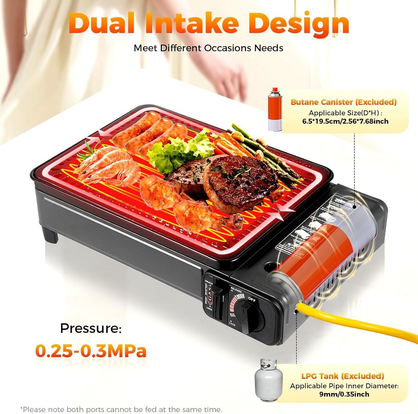 Dual Fuel Camping Stove | Windproof Portable Gas Stove with Adjustable Flame | Butane & LPG Outdoor Cooker | Lightweight Design(7.05lbs) for Backpacking, Hiking & Emergency Cooking