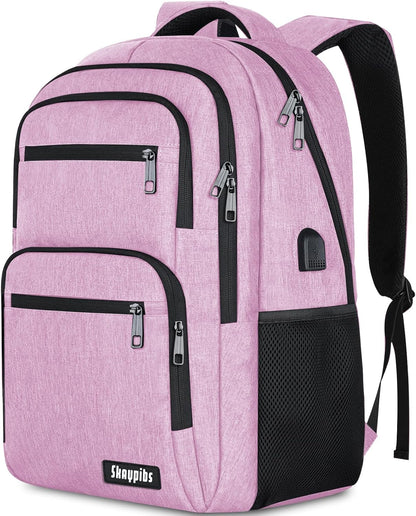 Backpck for Women, School backpacks for Teen Girls Boys, 15.6 inch Laptop Back Packs with USB Charger Port, Mochilas for Business, College, Pink