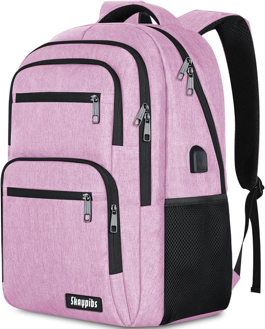 Backpck for Women, School backpacks for Teen Girls Boys, 15.6 inch Laptop Back Packs with USB Charger Port, Mochilas for Business, College, Pink