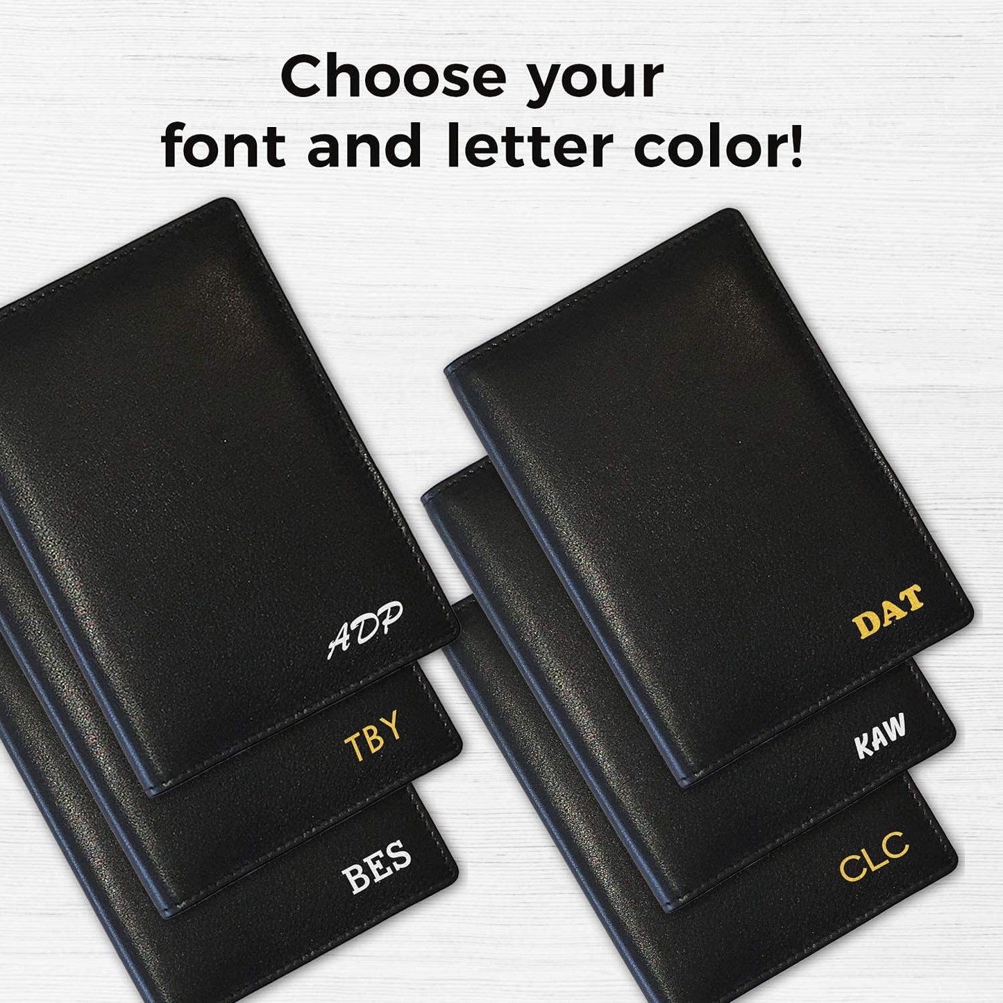 Personalized Monogrammed Black Leather RFID Passport Wallet