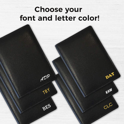 Personalized Monogrammed Black Leather RFID Passport Wallet