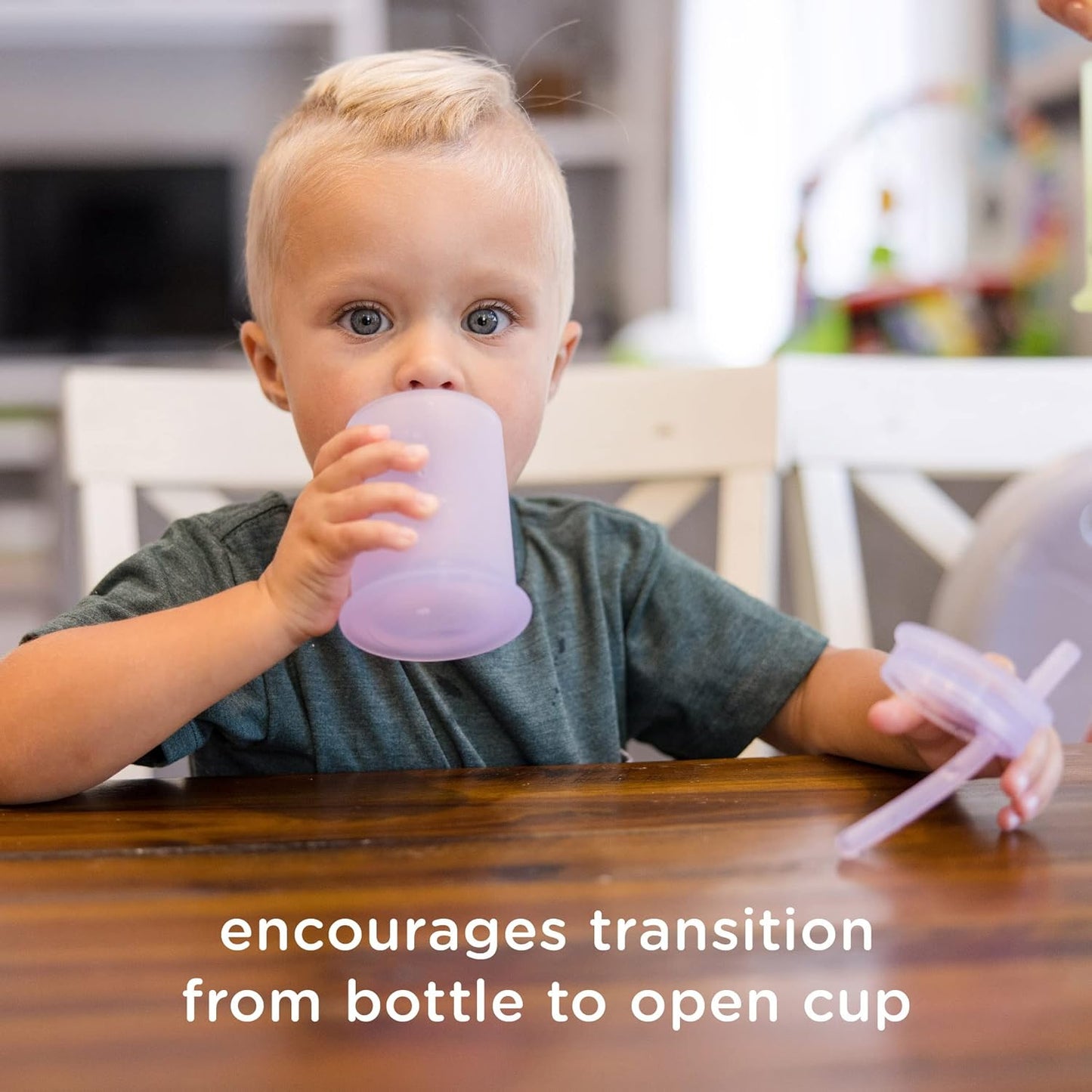Olababy Silicone Training Cup with Straw Lid | Babies Water Drinking Cup | 6+ Mo Infant To 12-18 Months Toddler | Sippy Cup For Kids & Smoothie Cup | Baby Led Weaning (Lilac, 5 oz)
