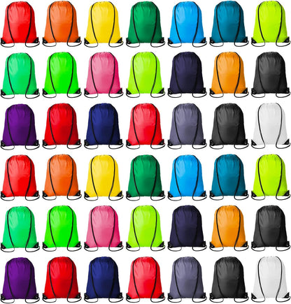 42 Pcs Drawstring Backpack Bags Sack Pack Cinch Tote Sport Storage Polyester Bag for Gym Traveling（20 Colors）