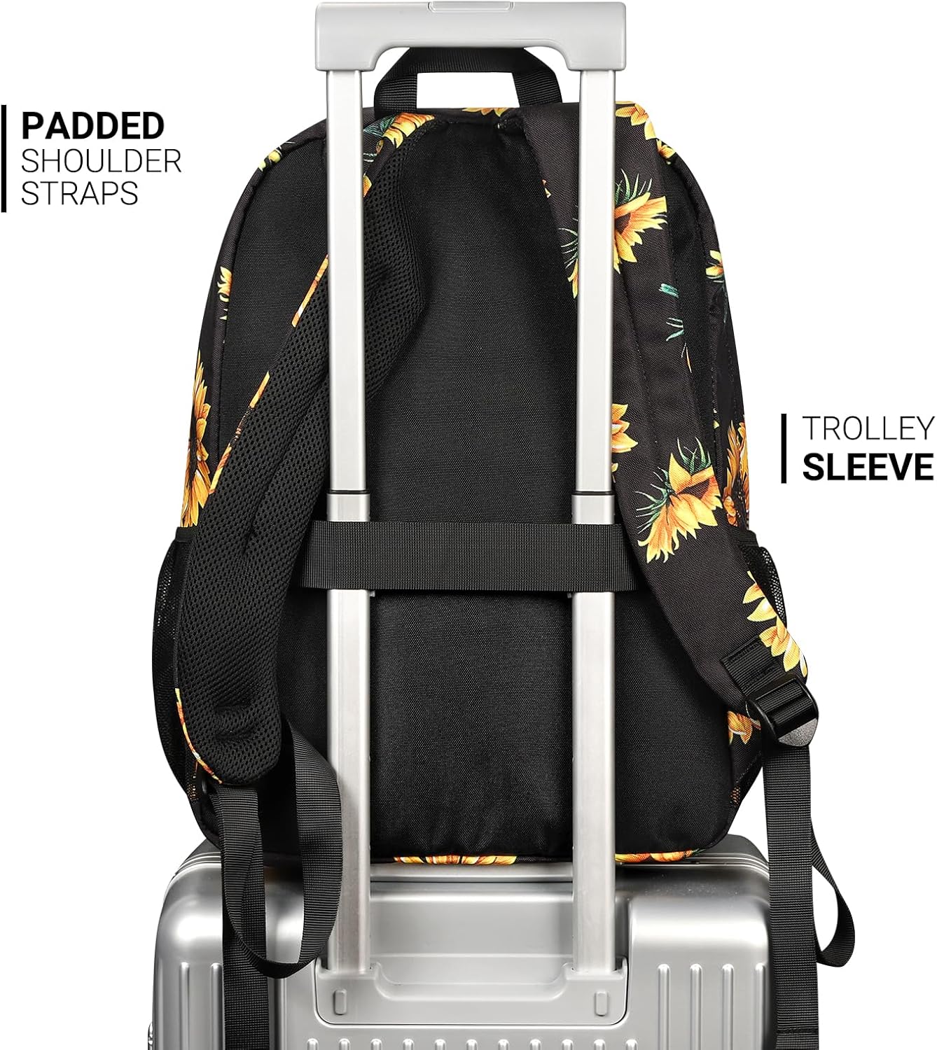 ZORFIN 26L Backpack for College, and Travel: Water Resistant Bookbag - Sunflower