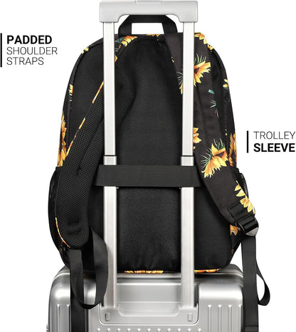 ZORFIN 26L Backpack for College, and Travel: Water Resistant Bookbag - Sunflower