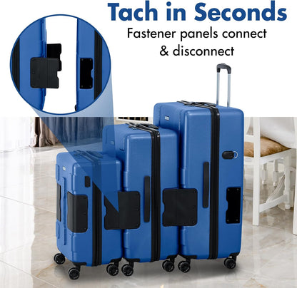Tach V3.1 Connectable Carry On, Medium and Large Hardside Suitcases with Adjustable Handle and 360 Degree Spinner Wheels, a Set of 3, Midnight Blue