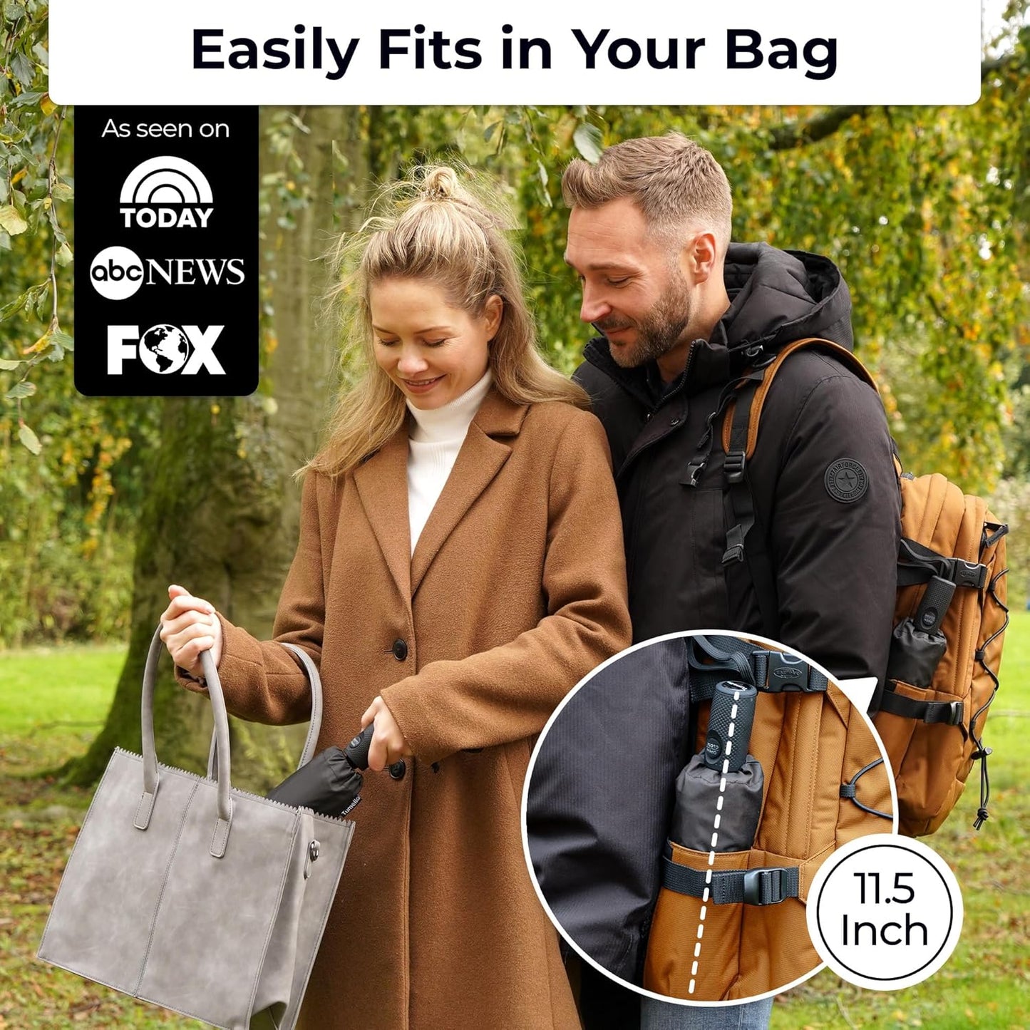 TUMELLA Strongest Windproof Travel Umbrella (Compact, Superior & Beautiful), Small Strong but Light Portable and Automatic Folding Rain Umbrella, Durable Premium Grip, Fits Car & Backpack