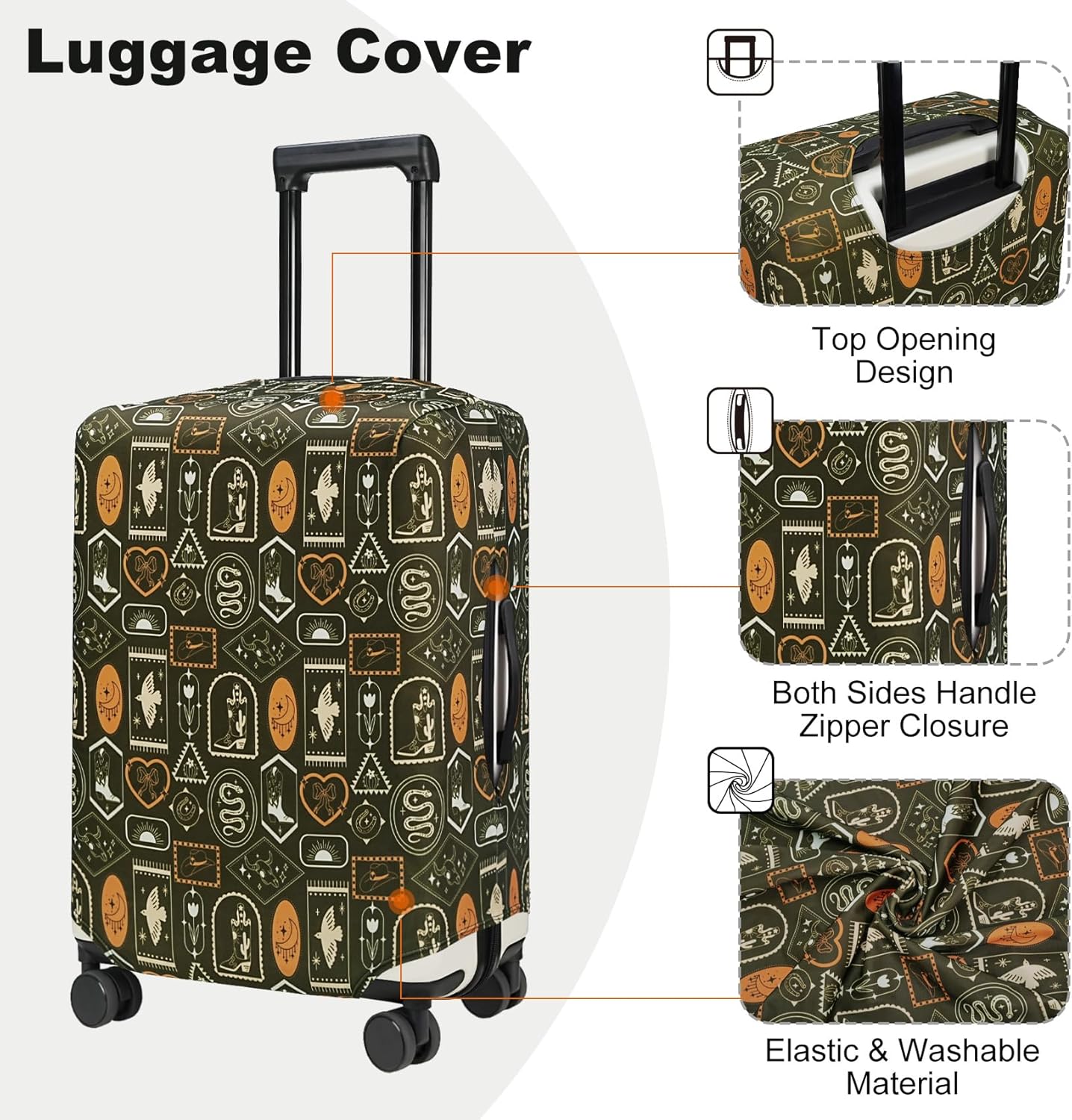 HYPER VENTURE Washable Luggage Cover - Fashion Suitcase Protector Fits 31-32 Inch Luggage (Wilderness Mark, XL)