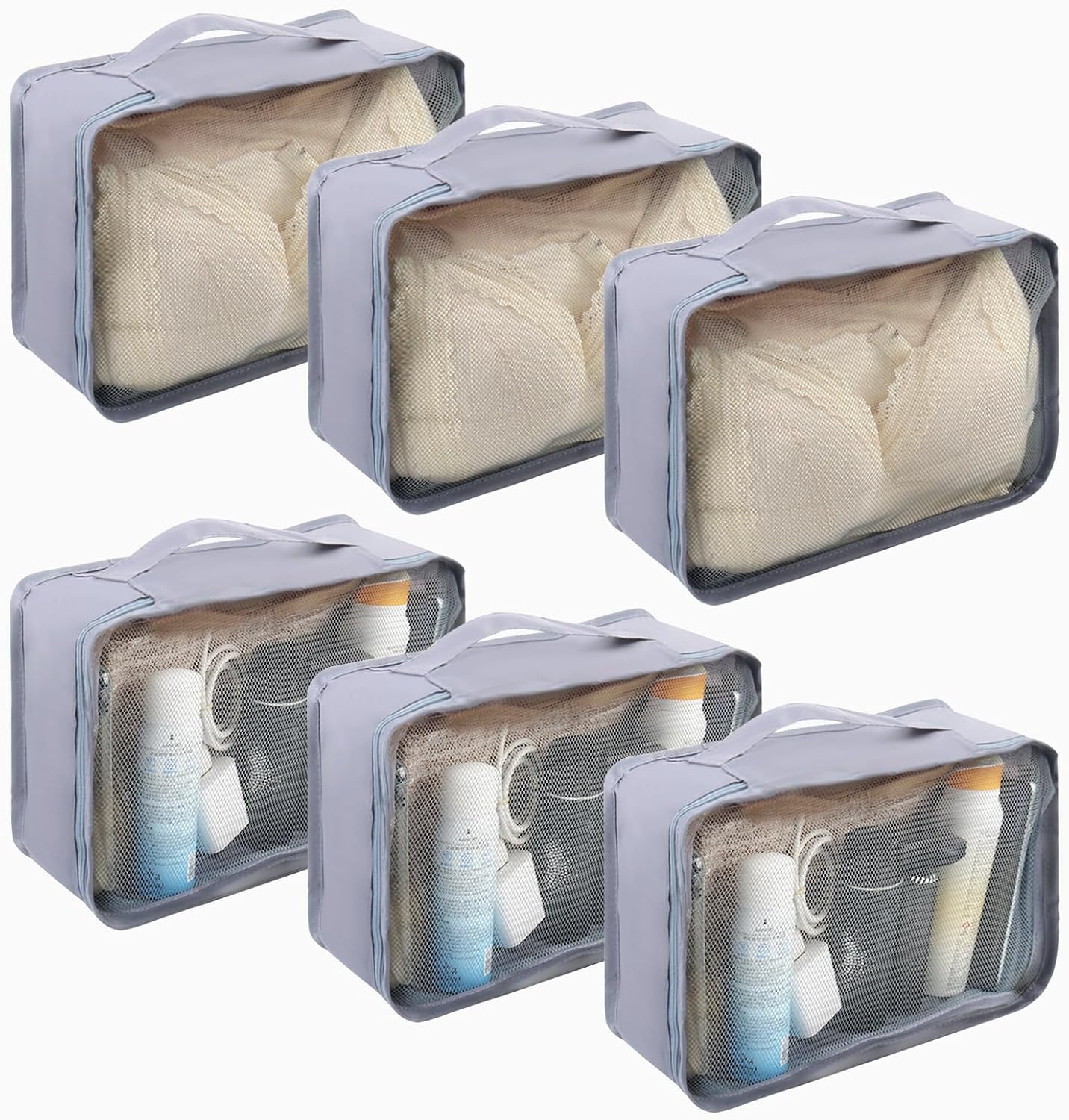 6 Pcs Packing Cubes Luggage Organizers Small Mesh Clothing Underwear Bag Foldable Laundry Bags for Travel Hiking Camping Backpacking