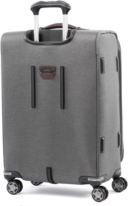 Travelpro Platinum Elite Softside Expandable Luggage, 8 Wheel Spinner Suitcase, TSA Lock, Men and Women (Vintage Grey, 2-Piece Set (21/25))