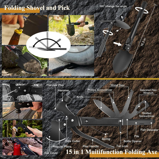 Abpir318 PCS Emergency Survival Kit, Survival Gear and Equipment First Aid Kit Med Supplies for Vehicles Travel Car Camping Hiking Disaster Preparedness, Gifts for Christmas Birthday Him Men