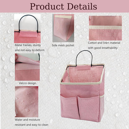 2pcs Wall Hanging Storage Bag,Wall Hanging Organizer Bags with Pockets, Wall Organizer Storage for Dormitory Bathroom Bedroom Kitchen(Pink)