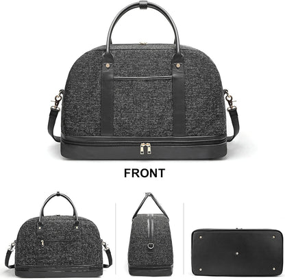 Weekender Bag for Women Canvas Overnight Bag Large Travel Tote Bag Carry on Shoulder Duffle Bag With Shoe Compartment,Perfect for Travel/Daily Use/Birthday Gift …