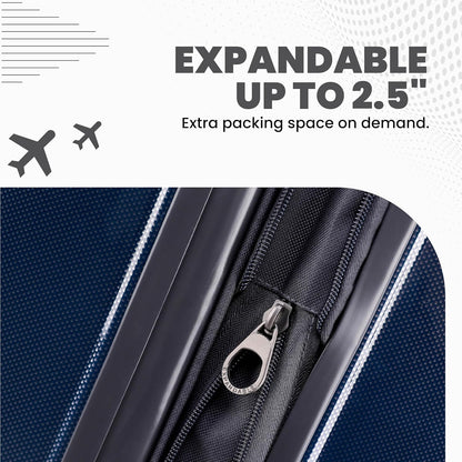 Spyder Rails 29 Inch Expandable Hardside Upright Suitcase with 360° Spinner Wheels, TSA Approved Lock, Navy