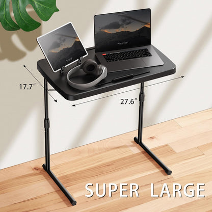 Ultra TV Tray Table, Allpop TV Dinner Tray for Eating, Adjustable Folding Tray Table with Book Stand, Cup Holder, Laptop Stopper & Tablet Slot on Coach & Bed, Black