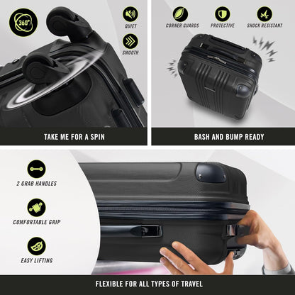 Kenneth Cole REACTION Out of Bounds Lightweight Hardshell 4-Wheel Spinner Luggage, Midnight Black, 28-Inch Checked