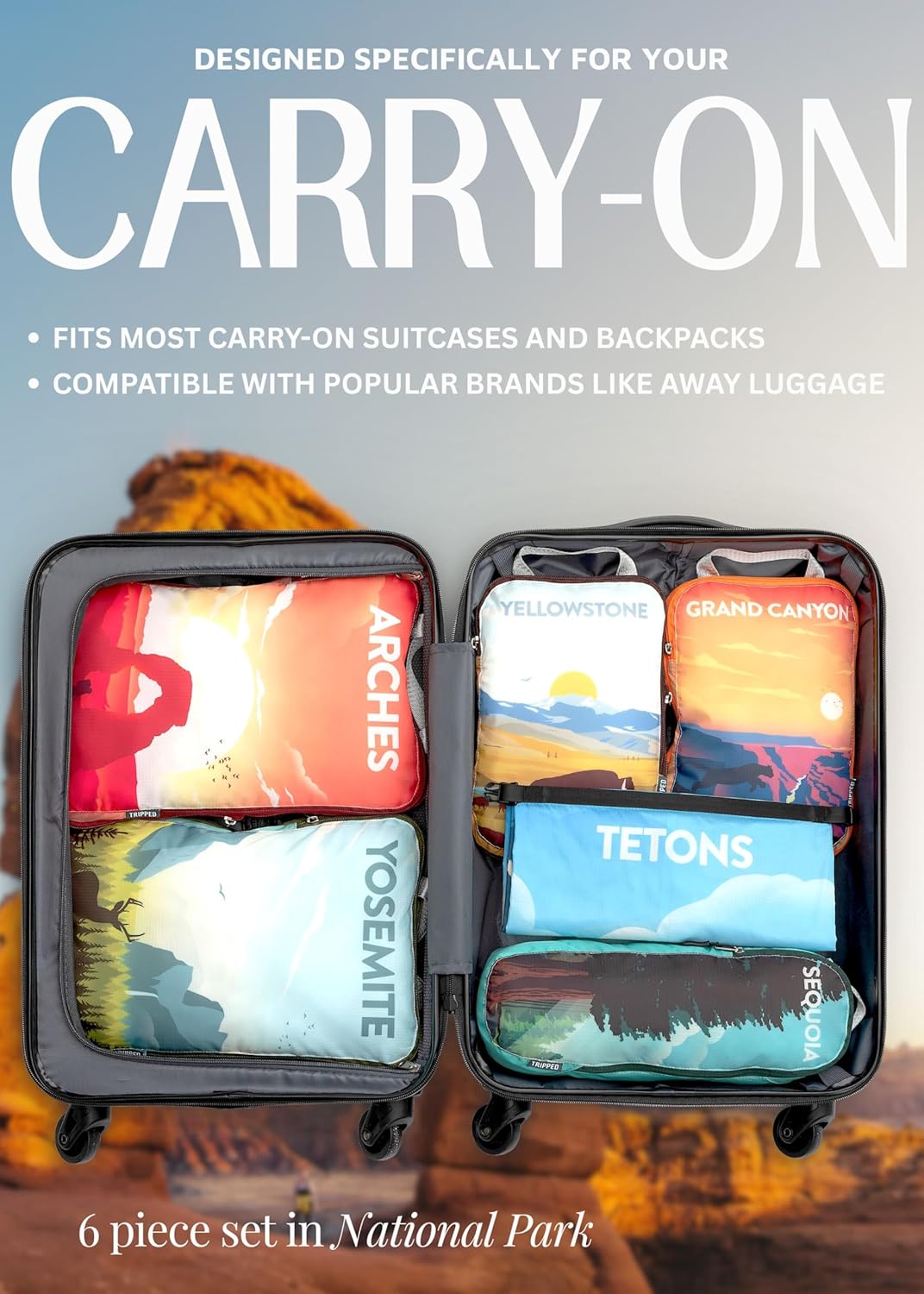 Compression Packing Cubes Set for Travel - Lightweight, Durable Clothes Organizer for Carry-On Luggage and Suitcases by TRIPPED Travel Gear