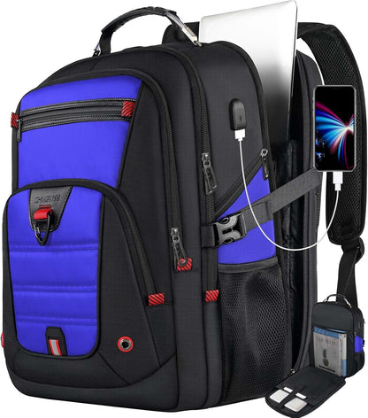 Z-MGKISS Gaming Laptop Travel Backpack Fits 18.4"-19" Laptops, Extra Large TSA Carry On Bag, College Business Work Mens Backpack, Blue