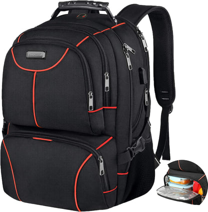VECKUSON Lunch Bag Backpack, Insulated Cooler Lunch Box, Extra Large 17.3 inch Laptop Backpack with USB Port for Women and Men, Orange