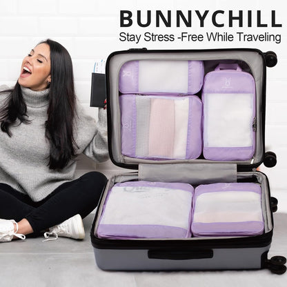 Expandable Compression Packing Cubes for Suitcases,6 Set Lightweight Compressible Travel Packing Organizer for Carry on Suitcase,Organizer Bags Set as Travel Essentials for Women