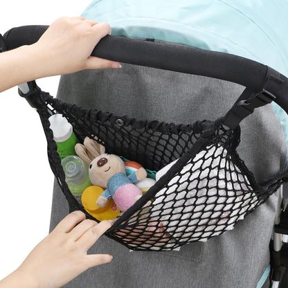 Accmor Universal Stroller Organizer, Polyester Net Mesh Bag Fits for Uppababy, Nuna, Britax, Doona Strollers, Non-Slip Adjustable Stroller Mesh Cargo Net Storage Caddy Accessories