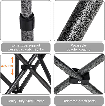 Padded Camping Chairs for Adults, Oversized Folding Outdoor Chairs, Weight Capacity 475lbs, with Cooler Bag, Cup Holder, Storage Pocket Carry Bag (Red - 2 Pack)