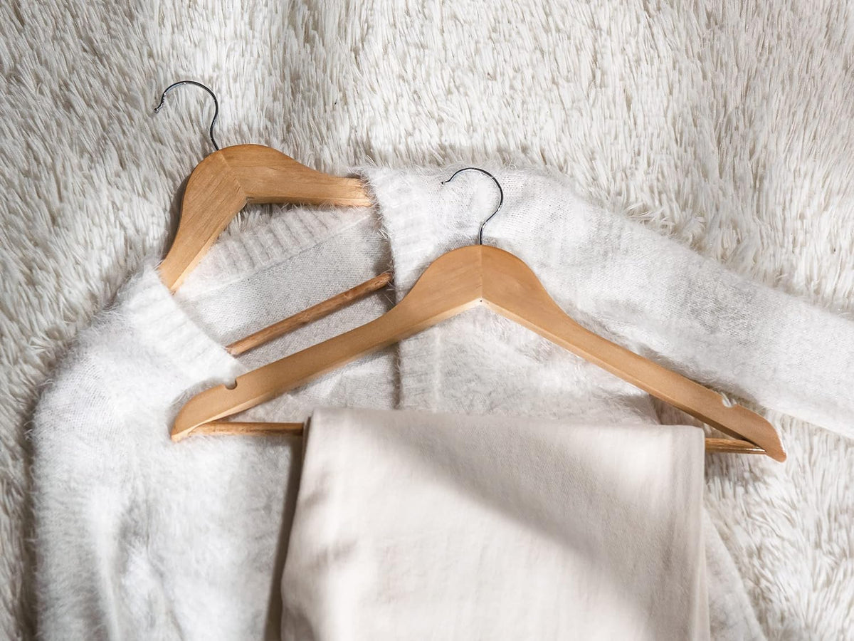 StorageWorks Wooden Hangers 20 Pack, Wood Coat Hanger for Coats, Shirts, Jackets, Pants, Suits, Natural Wood Color