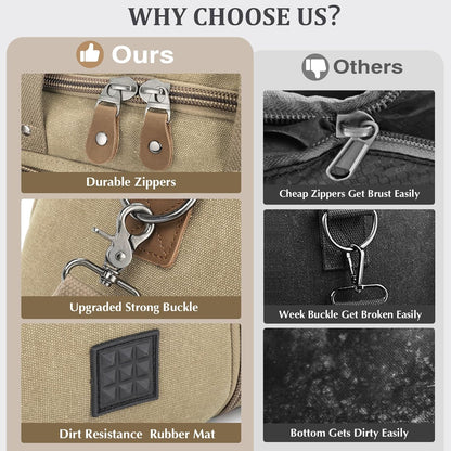 Gonex Canvas Duffle Bag for Travel 50L Expandable Duffel Weekend Overnight Bag (Khaki)