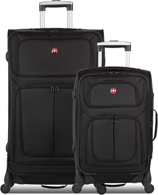 SwissGear Sion Softside Expandable Luggage, Black, 2-Piece Set (21/29)