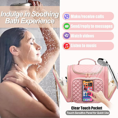 Travel Toiletry Bag for Women, Hanging Toiletry Bag, Bathroom Bag Portable Shower Caddy for College Dorm Travel Shower Bag for Women Water-Resistant Cosmetic Makeup Bag (Pink)