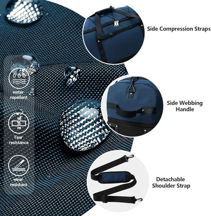 CONTAIL 32" Soft-Sided Rolling Duffle Bag with 2 Wheels,Expandable from 110L to 140L, Foldable Travel Duffel with Multiple Compartments,Navy