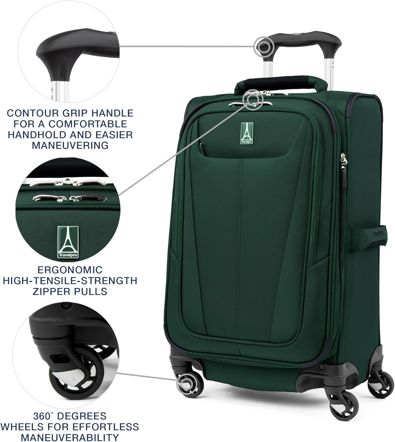 Travelpro Maxlite 5 Softside Expandable Carry-On Luggage with Spinner Wheels, Lightweight, 21-Inch — Forest Green