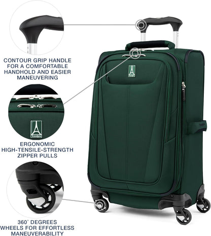 Travelpro Maxlite 5 Softside Expandable Carry-On Luggage with Spinner Wheels, Lightweight, 21-Inch — Forest Green