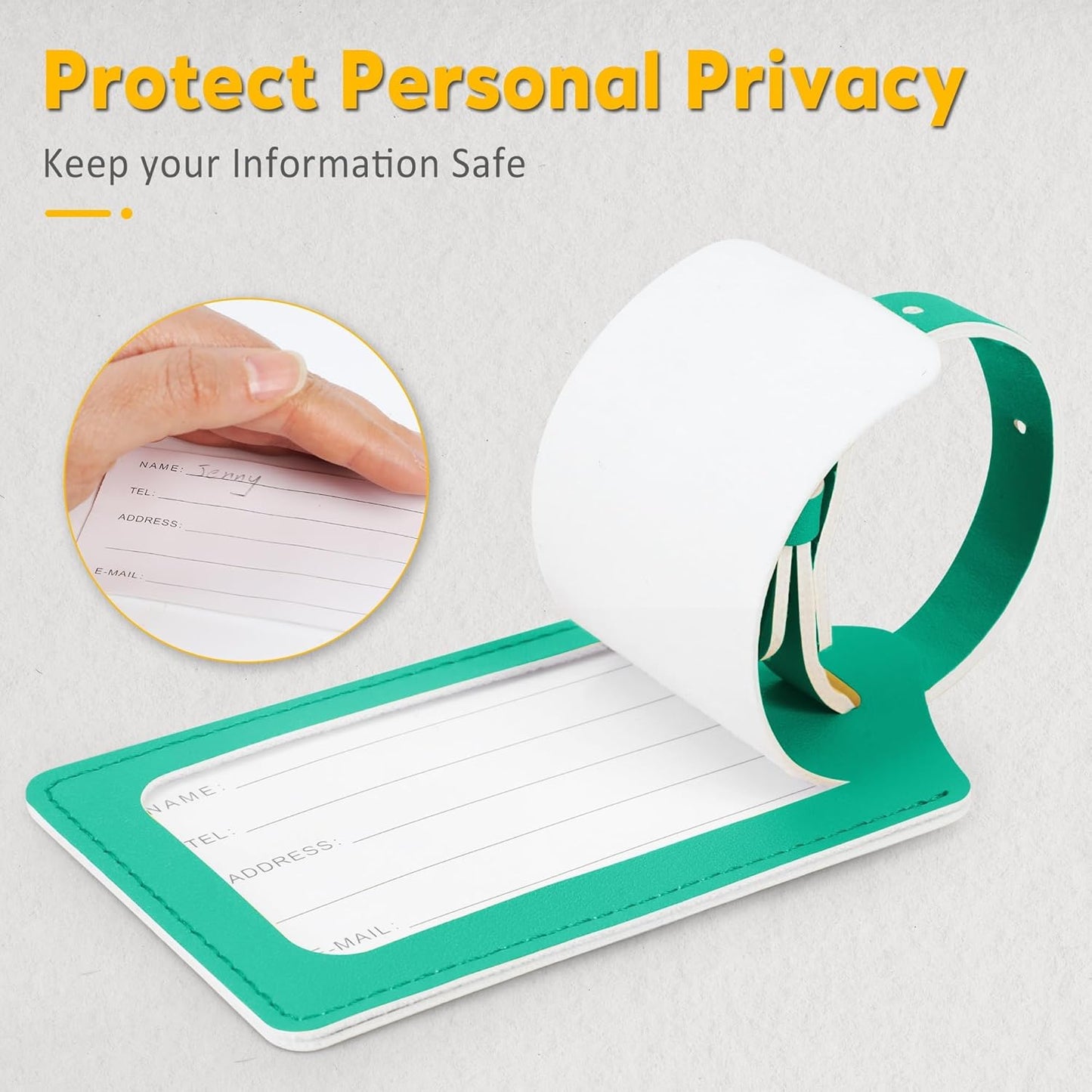 8 Pack Leather Luggage Travel Bag Tags by Travelambo