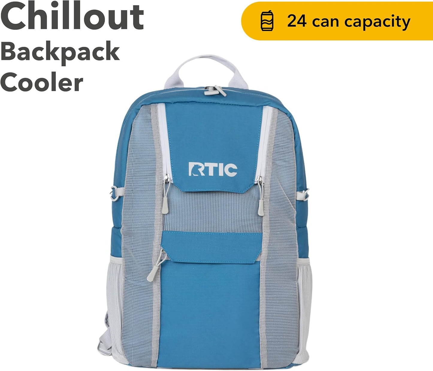 RTIC Chillout 24 Can Backpack Cooler Insulated Portable Soft Cooler Bag for Lunch, Beach, Drink, Beverage, Travel, Camping, Picnic, Car, Hiking