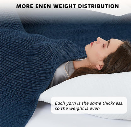 L'AGRATY Knitted Weighted Blanket - 48"x72" 12lbs Cooling Chunky Knit Heavy Blanket for Adults Braided Crochet Throw Thick Cable Yarn Knit Decorative No Beads Evenly Weighted Machine Washable