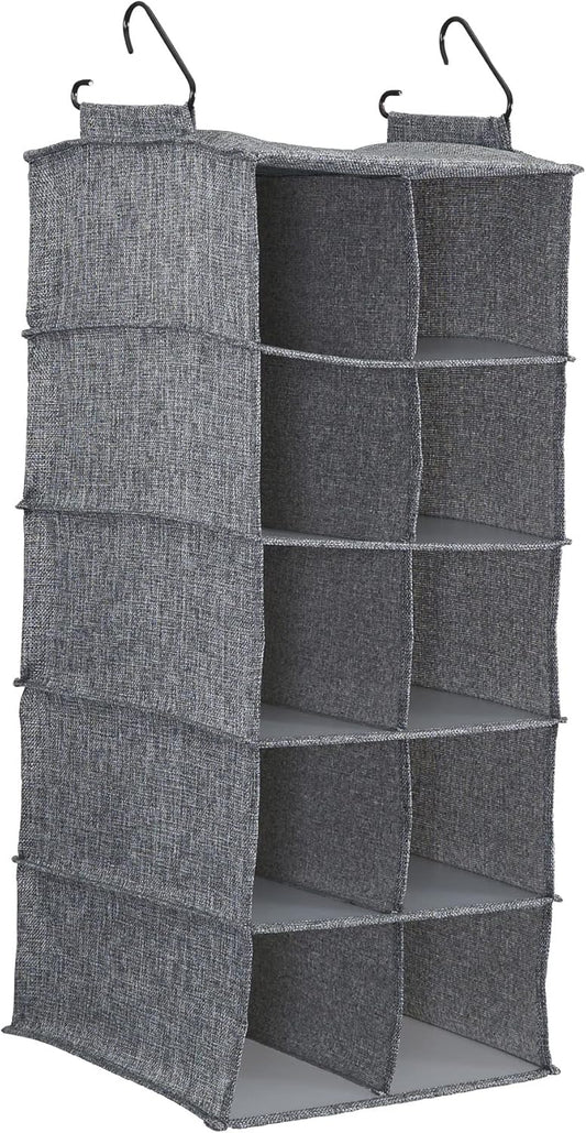 Household Essentials 10 Pocket Hanging Shoe Closet Organizer with Hooks