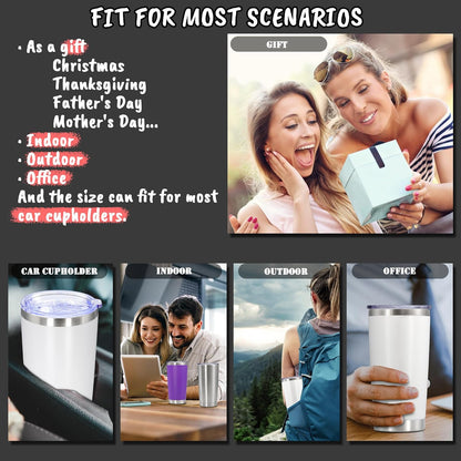 20 oz Tumbler with lid Double Wall Vacuum Insulated Tumblers Stainless Steel Coffee Mug Travel Coffee Tumbler Powder Coated Tumbler Cup Keep Hot&Cold - (White 1 Pack)