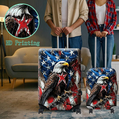Luggage Cover Plus - American Flag Travel Suitcase Protector with Concealed Zipper, Washable Elastic Cloth, Dustproof, Anti-Scratch for 26-28 inch Luggage (L)